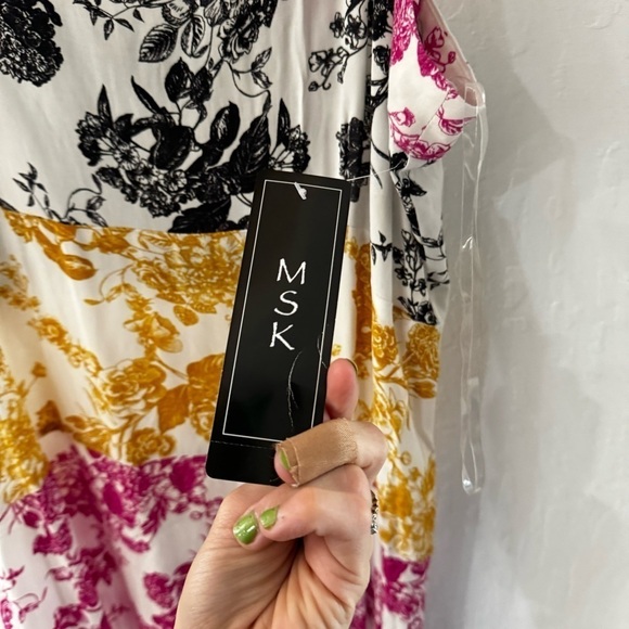 MSK Multi Floral Patchwork Style Maxi Tank Smock Back Dress XL NWT - Picture 10 of 11